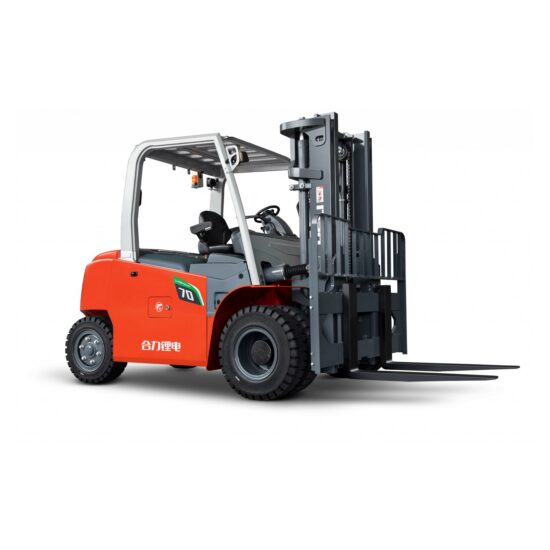 HELI CPD70 Li-On – 7 t Gabelstapler, Frontansicht mit Hubmast und Gabelzinken